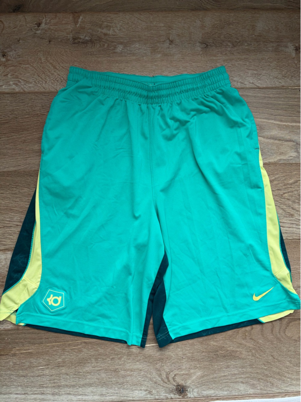 Nike Teal Kevin Durant Athletic/Basketball Shorts with Yellow Accents